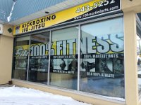 100 Martial Arts windows  Window graphic installation with face adhesive vinyl (non blockout)